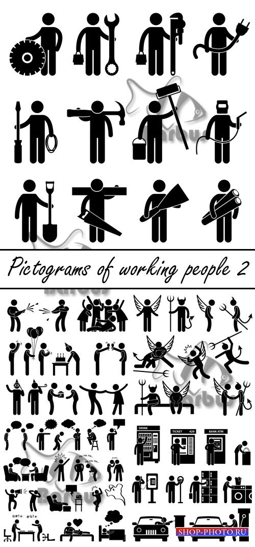 Pictograms of working people 2 / Пиктограмы работающих людей 2