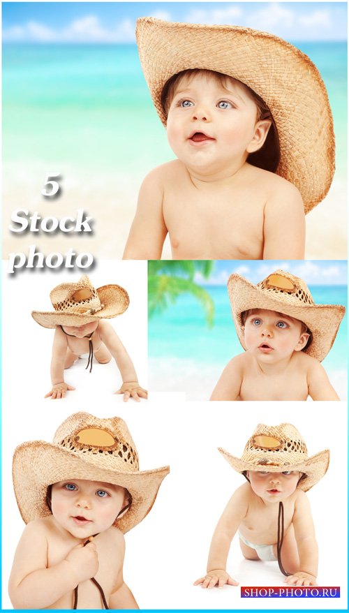 Малыш в ковбойской шляпе - растровый клипарт