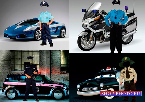 Шаблоны для фотошопа  - Мальчики в костюмах полицейски