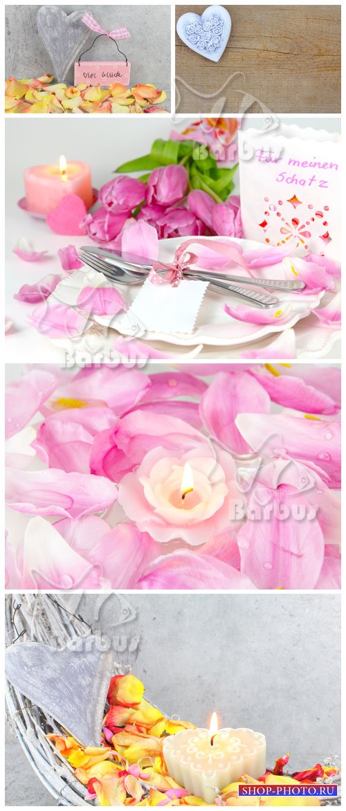 Romantic still life  / Романтичный натюрморт - свеча и лепестки роз