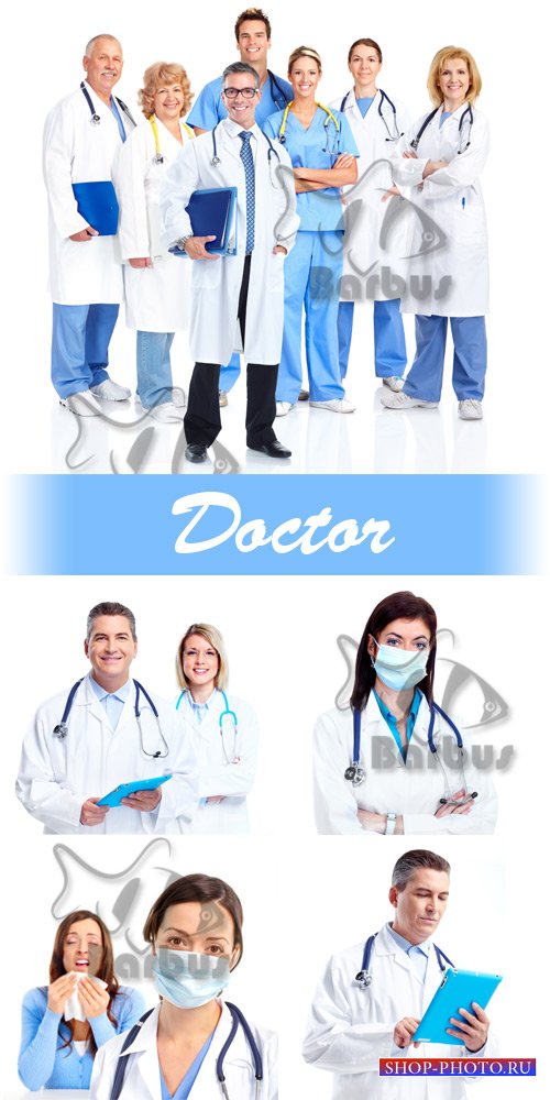 Doctors in white dressing gowns / Доктора в белых халатах - photo stock