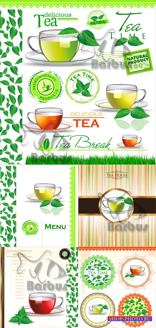 Tea - covers on the menu and labels / Чай - обложки меню и лэйблы