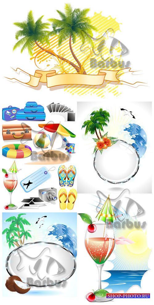 Summer banners and beach elements / Летние баннеры и пляжные элементы