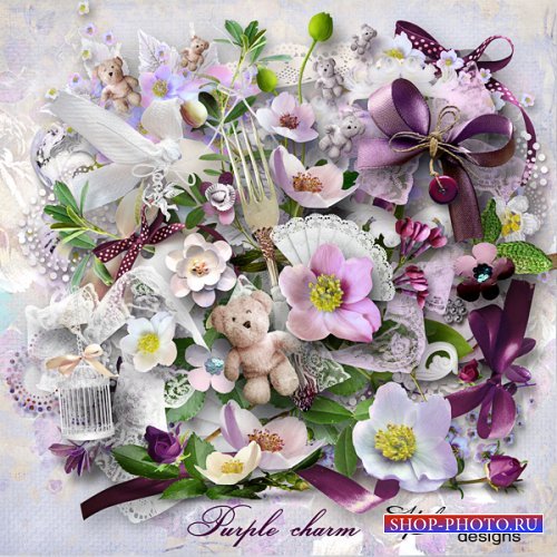 Цветочный скрап-набор - Фиолетовое очарование
