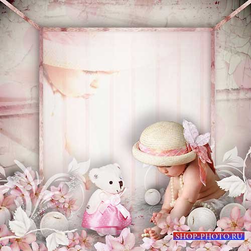Детский скрап-набор - Маленький розовый мишка 