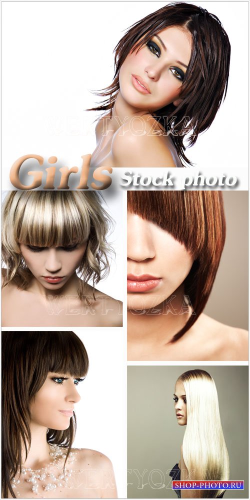 Модные девушки, стильные прически - растровый клипарт / Fashion girls, stylish hairstyle