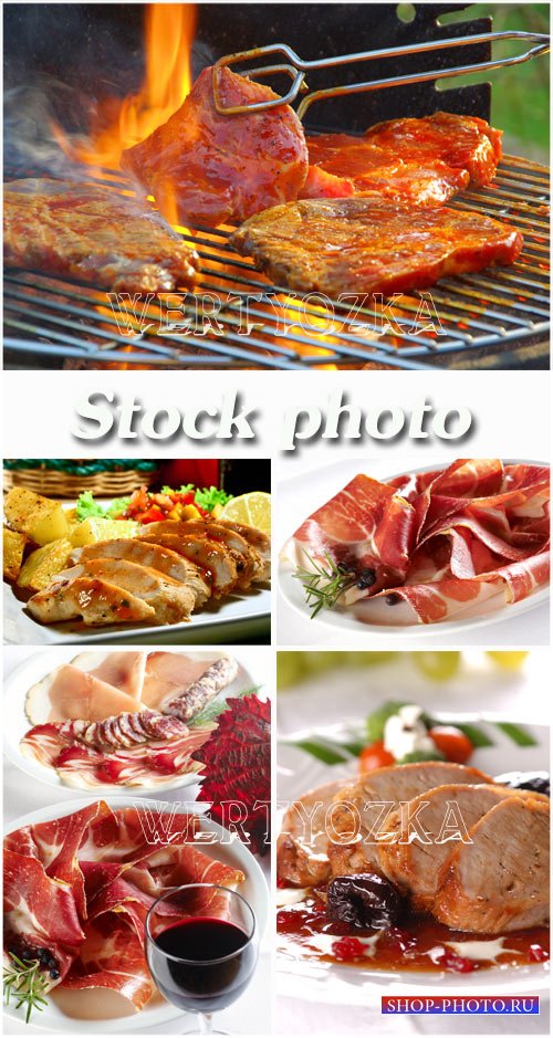 Барбекю, мясные блюда / Barbecue, meat dishes - Raster clipart