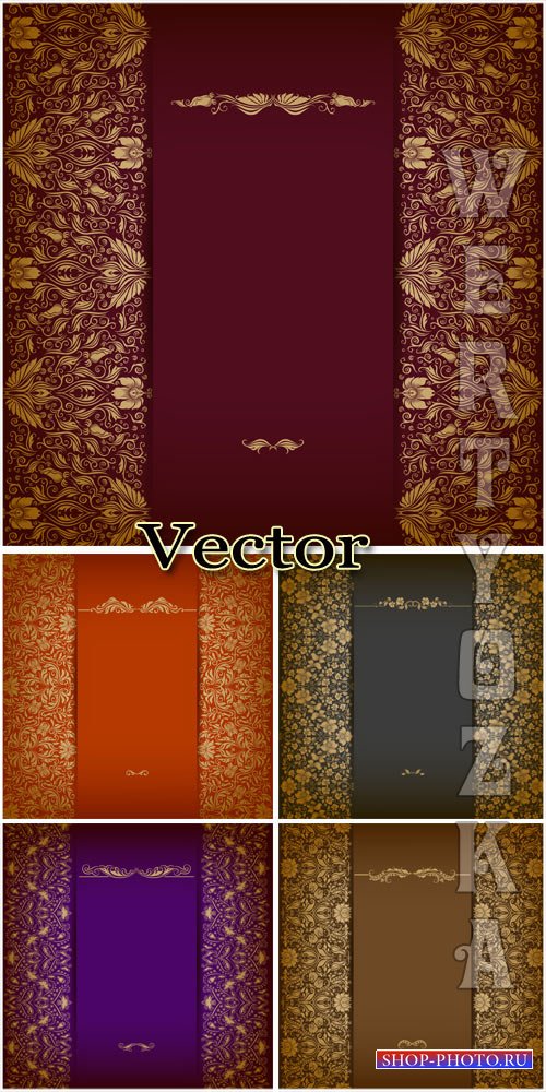 Векторные фоны с золотым декором / Vector Background with golden decor
