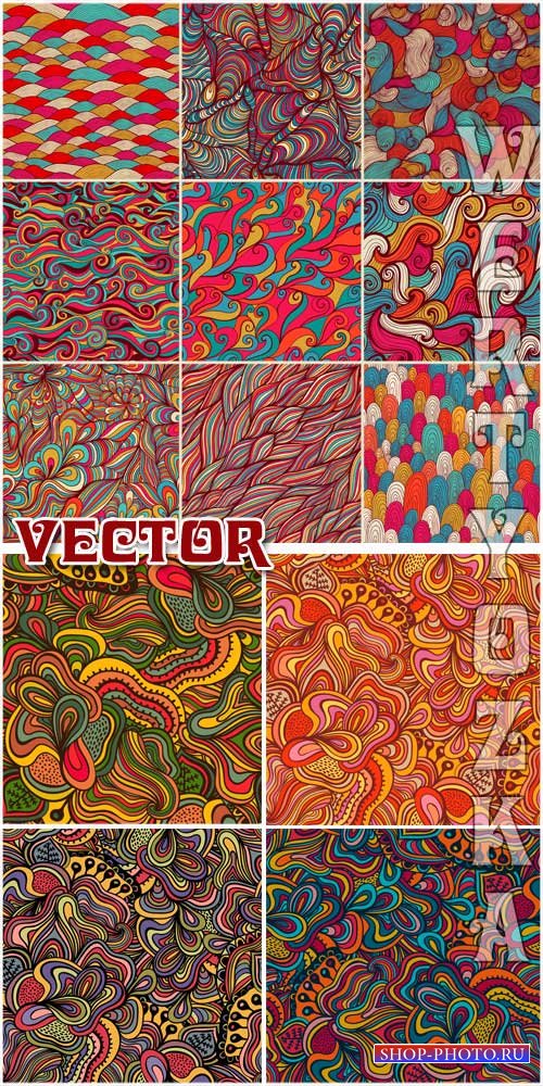Векторные фоны с разноцветными узорами / Vector Background with colorful de ...