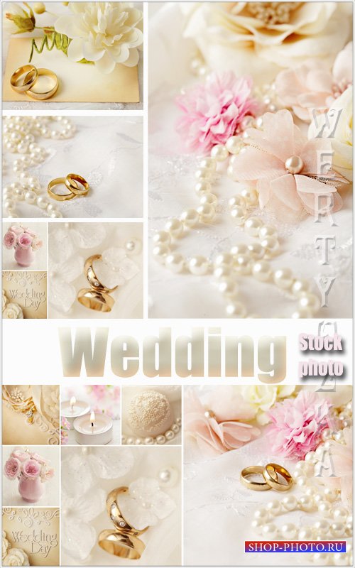 Свадебные коллажи / Wedding collage with roses and wedding rings - Raster c ...