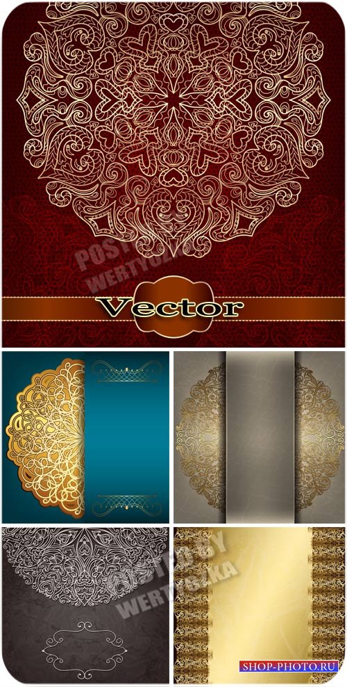 Роскошные векторные фоны с золотыми узорами / Luxury vector background with ...