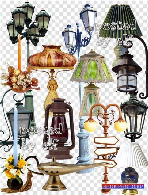 Лампы, бра и фонари на прозрачном фоне