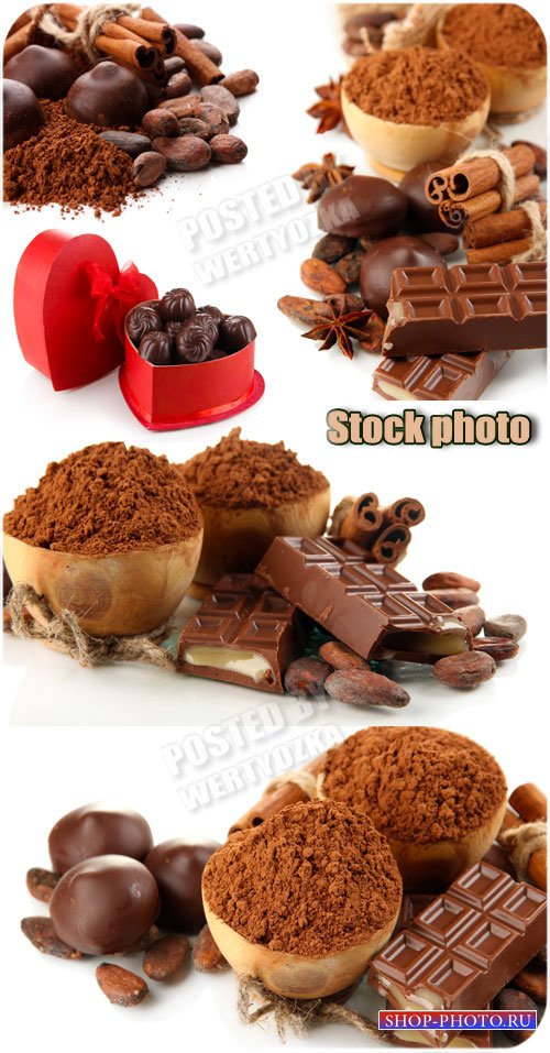 Шоколад, конфеты, сладости /  Chocolate, candy, sweets - Raster clipart