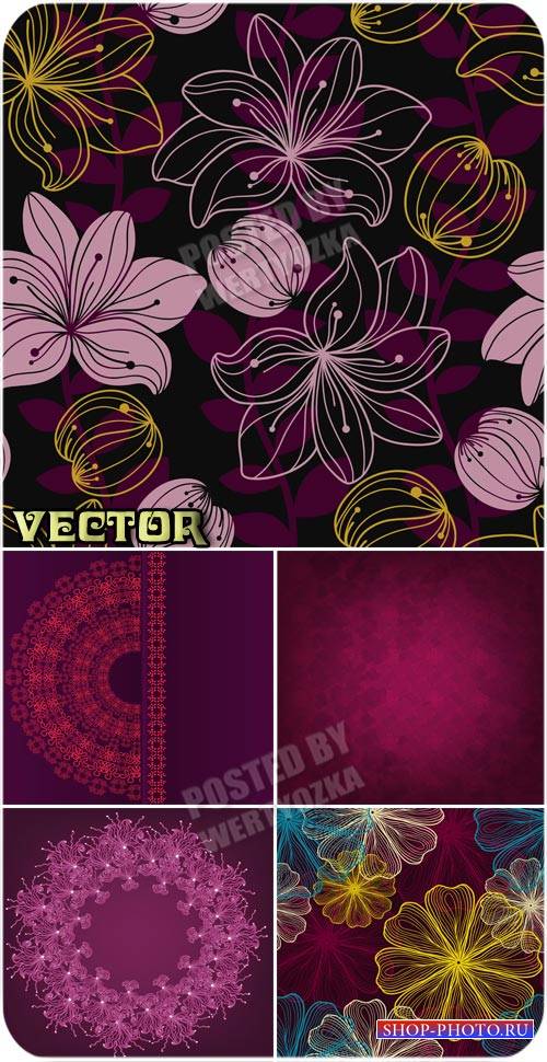 Фоны с цветами, фоны с узорами / Background with flowers - stock vector
