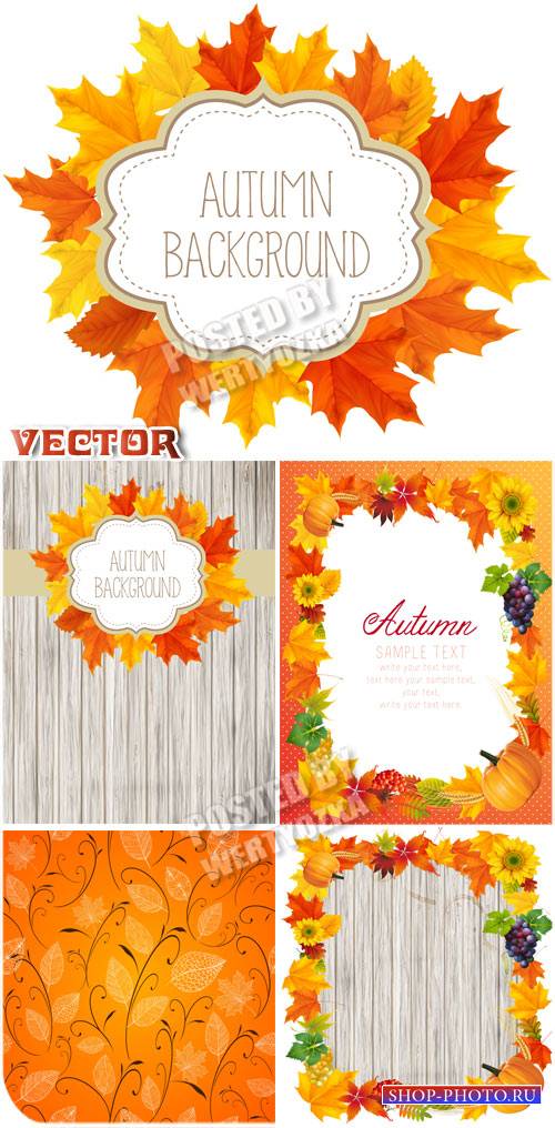 Осенние фоны с яркими листьями / Autumn background with colorful leaves - v ...