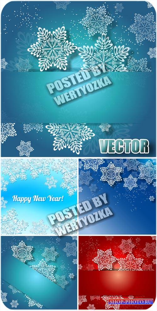 Новогодние фоны с белыми снежинками / Christmas background - stock vector