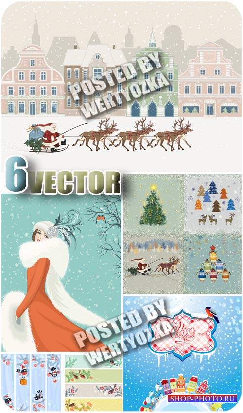 Зима, фоны и баннеры / Winter, backgrounds and banners - stock vector