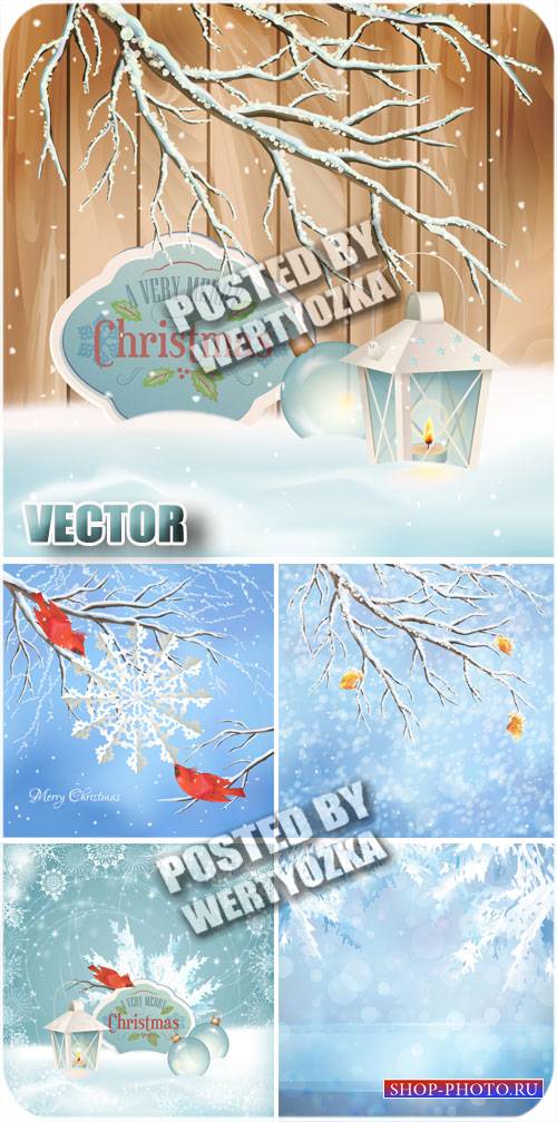 Рождество, зимние пейзажи / Christmas, winter landscapes - stock vector