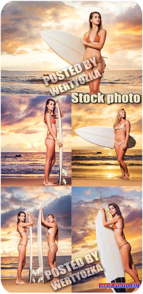 Девушки и серфинг / Girls and surfing - stock photos