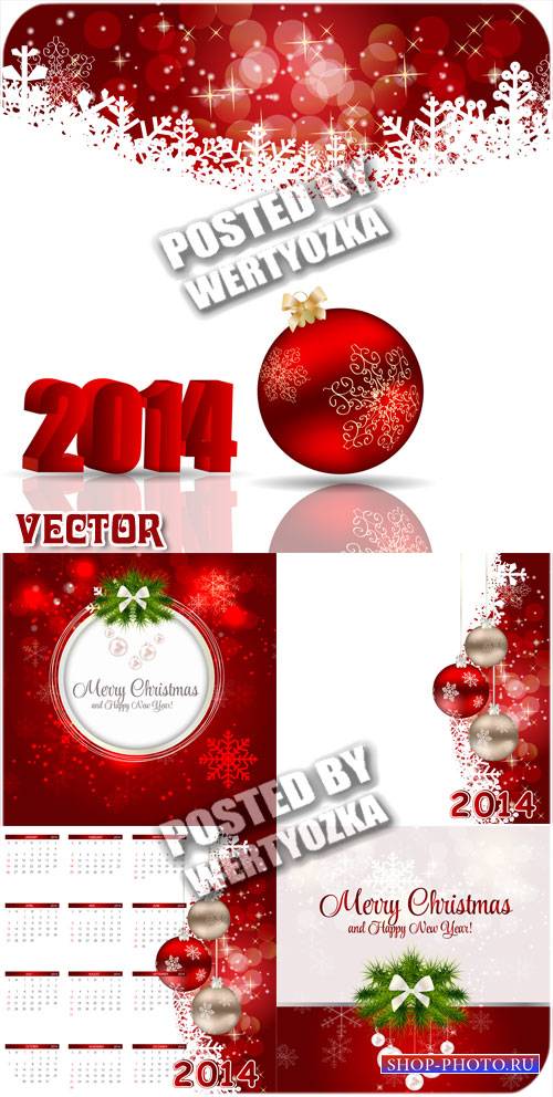 Новогодние фоны в красных тонах / Christmas background in red - vector stoc ...