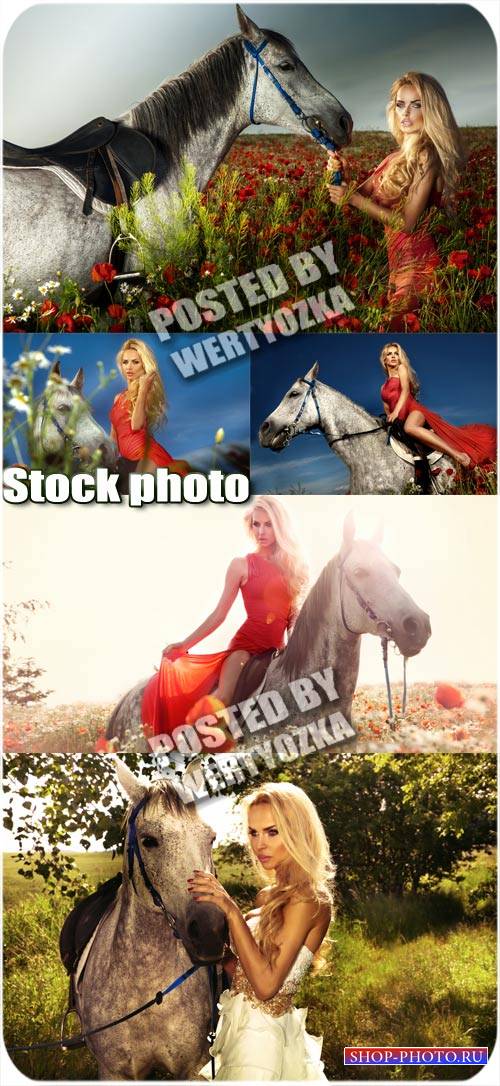 Девушка и лошадь / Girl and horse - stock photos