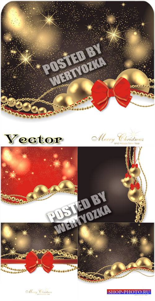 Рождественские фоны с золотыми украшениями / Christmas background - vector