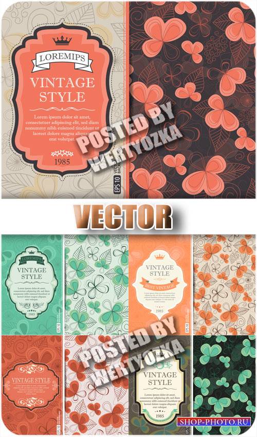 Винтажные векторные обложки с цветами / Vintage vector cover with flowers - ...