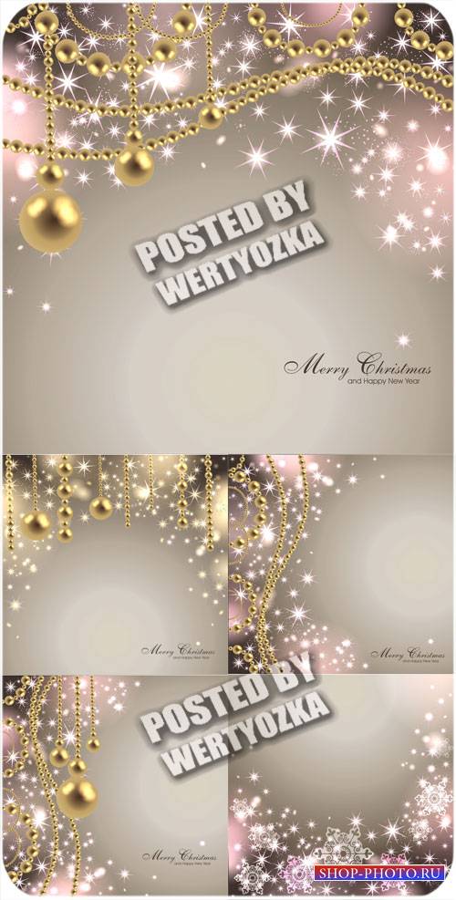 Рождественские векторные фоны с золотыми украшениями