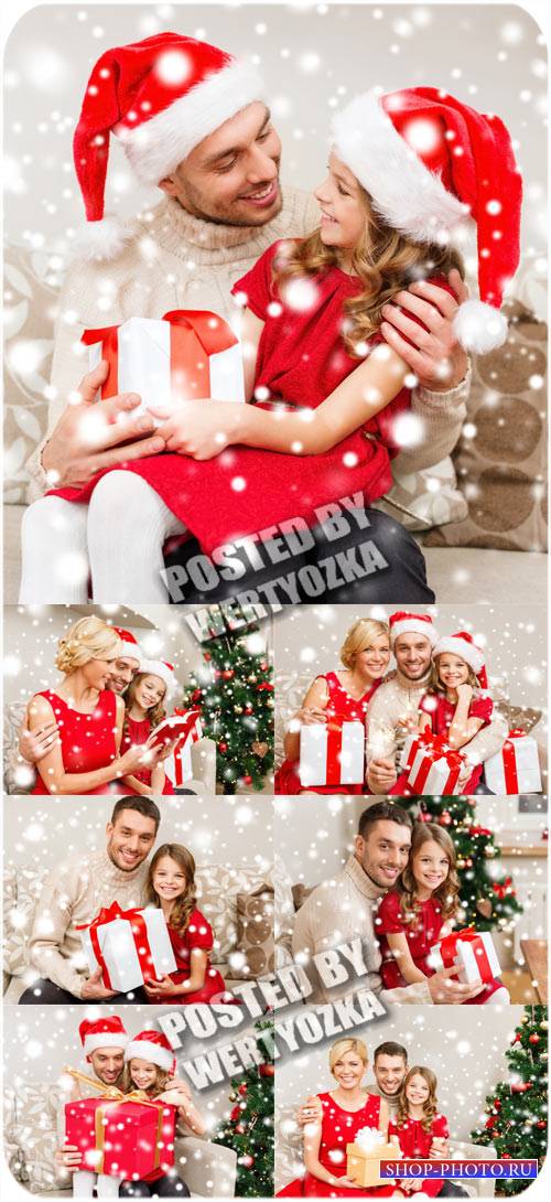 Рождество и счастливая семья - сток фото