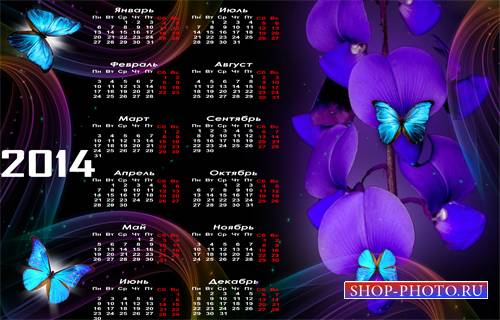 Календарь на 2014 год – Бабочки и орхидеи