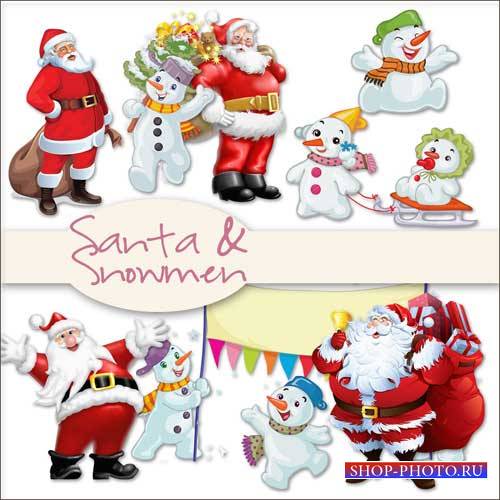 Новогодний скрап-комплект - Санта и снеговичок