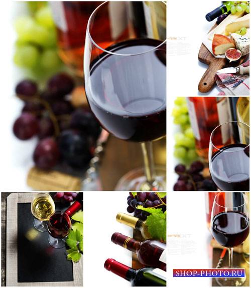 Бокалы с вином, виноград - сток фото