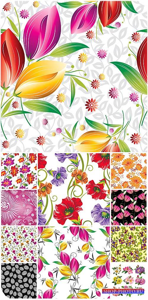 Цветочные фоны, цветы в векторе / Floral backgrounds, flower vector