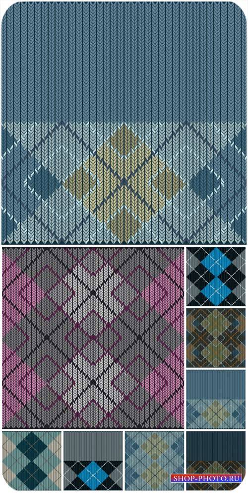 Векторные фоны, вязанные текстуры / Vector backgrounds, knitted texture