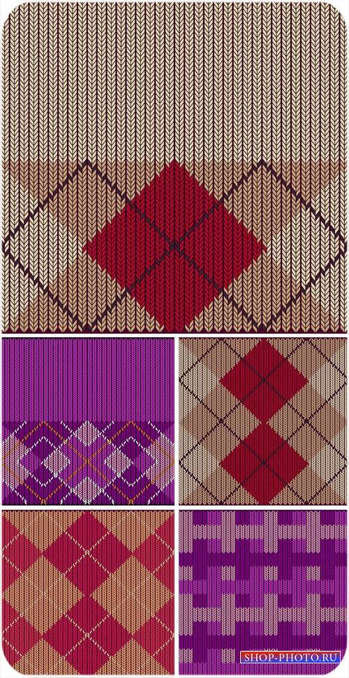 Вязаные клетчастые текстуры в векторе / Knitted checkered texture vector