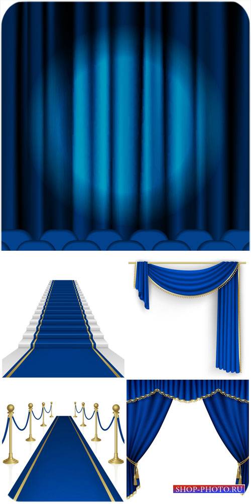 Занавес, шторы, ковровая дорожка в векторе / Curtain, carpet vector
