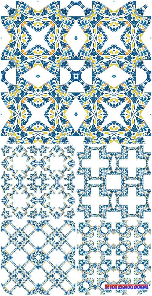 Векторные фоны с синими узорами / Vector background with blue patterns