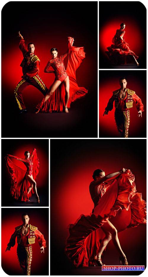 Фламенко, танцующая пара / Flamenco dancing couple - Stock Photo