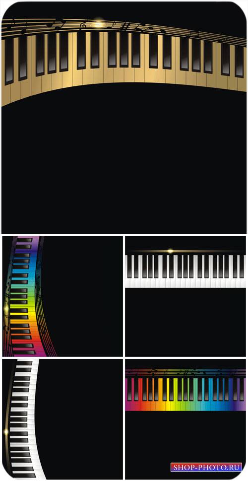 Векторные фоны с фортепианной клавиатурой / Vector background with piano keyboard