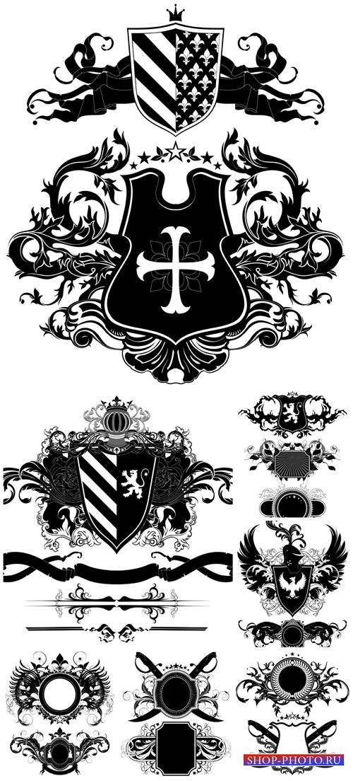 Геральдические элементы в векторе, герб / Heraldic elements vector, coat of arms