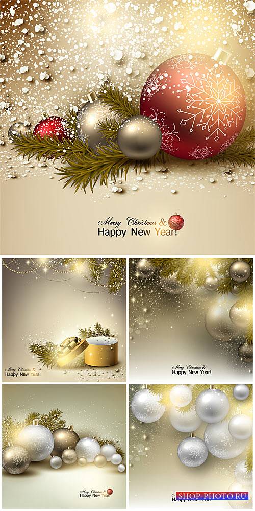 Рождество и новый год / Christmas and new year, gold vector backgrounds