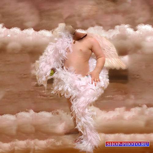 Шаблон для photoshop - Красивый ангелочек с крыльями