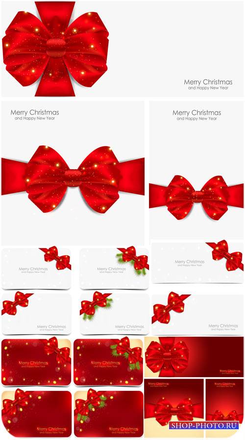 Праздничные карточки, рождественские фоны в векторе / Holiday cards, Christ ...