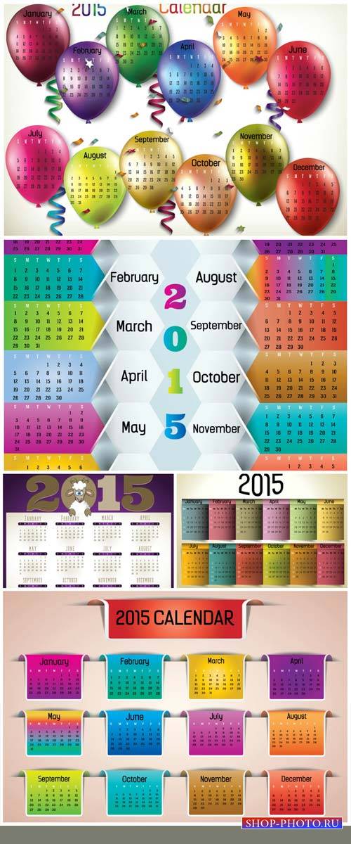 Календари 2015 в векторе  / Calendar 2015 vector # 4