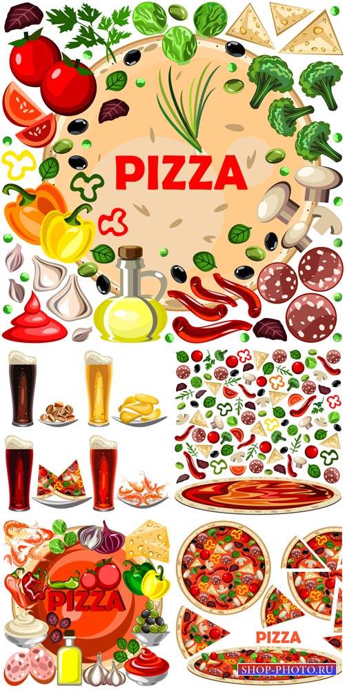 Пицца, ингридиенты для пицци в векторе / Pizza ingredients for pizza vector
