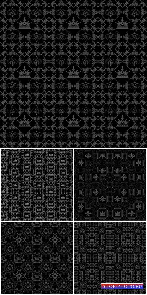 Black vector backgrounds with various patterns, textures