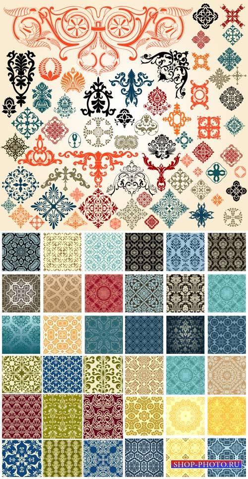 Vector backgrounds with ornaments, decorations, vintage ornaments