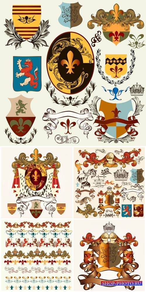 Decorative elements, ornaments, heraldry vector