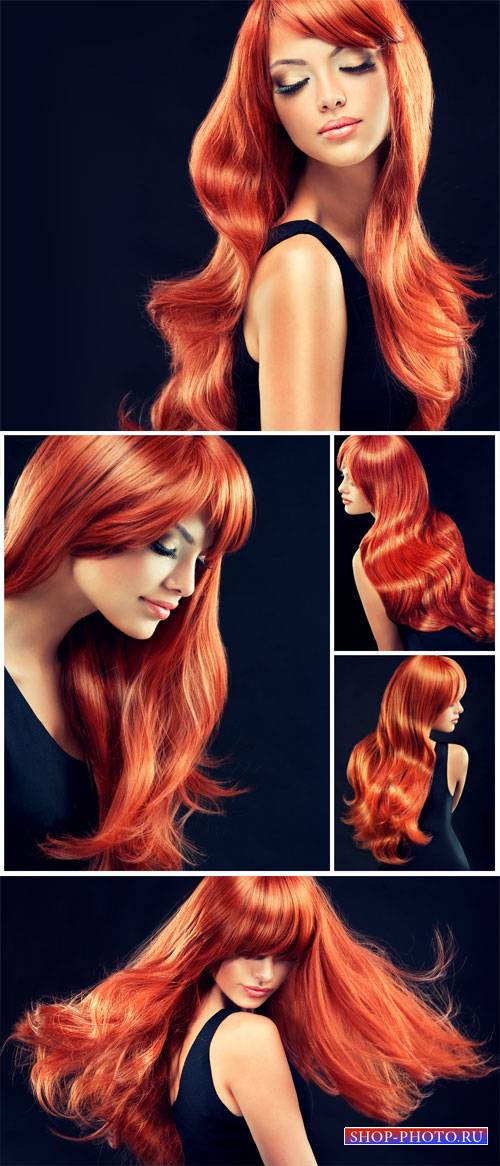 Girl with bright fiery hair - stock photos