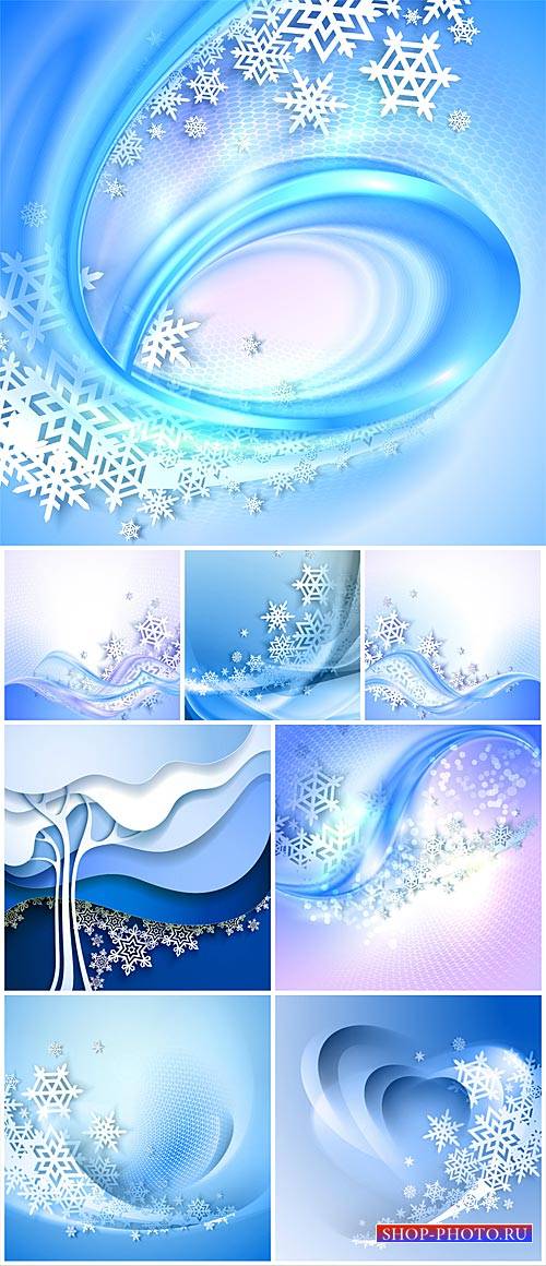 Winter vector background with snowflakes and abstraction #2